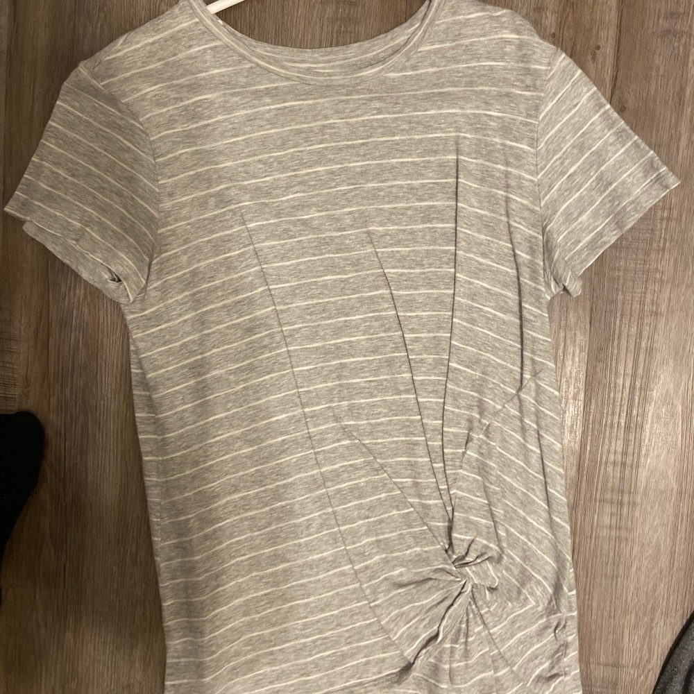 Super cute and simple grey and white striped shirt